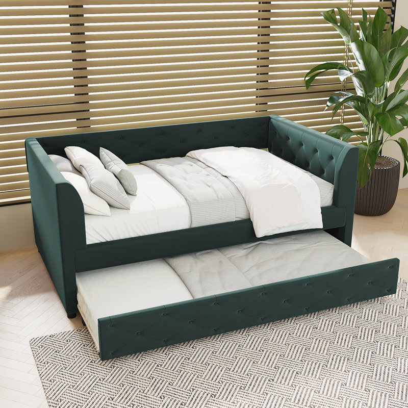 Velvet tufted daybed with trundle discount